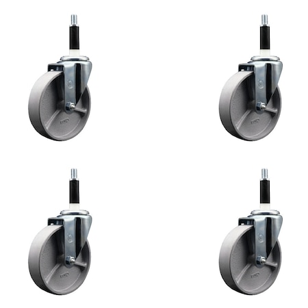 Service Caster 5'' Semi Steel Wheel Swivel 7/8'' Expanding Stem Caster Set, 4PK SCC-EX20S515-SSR-78-4